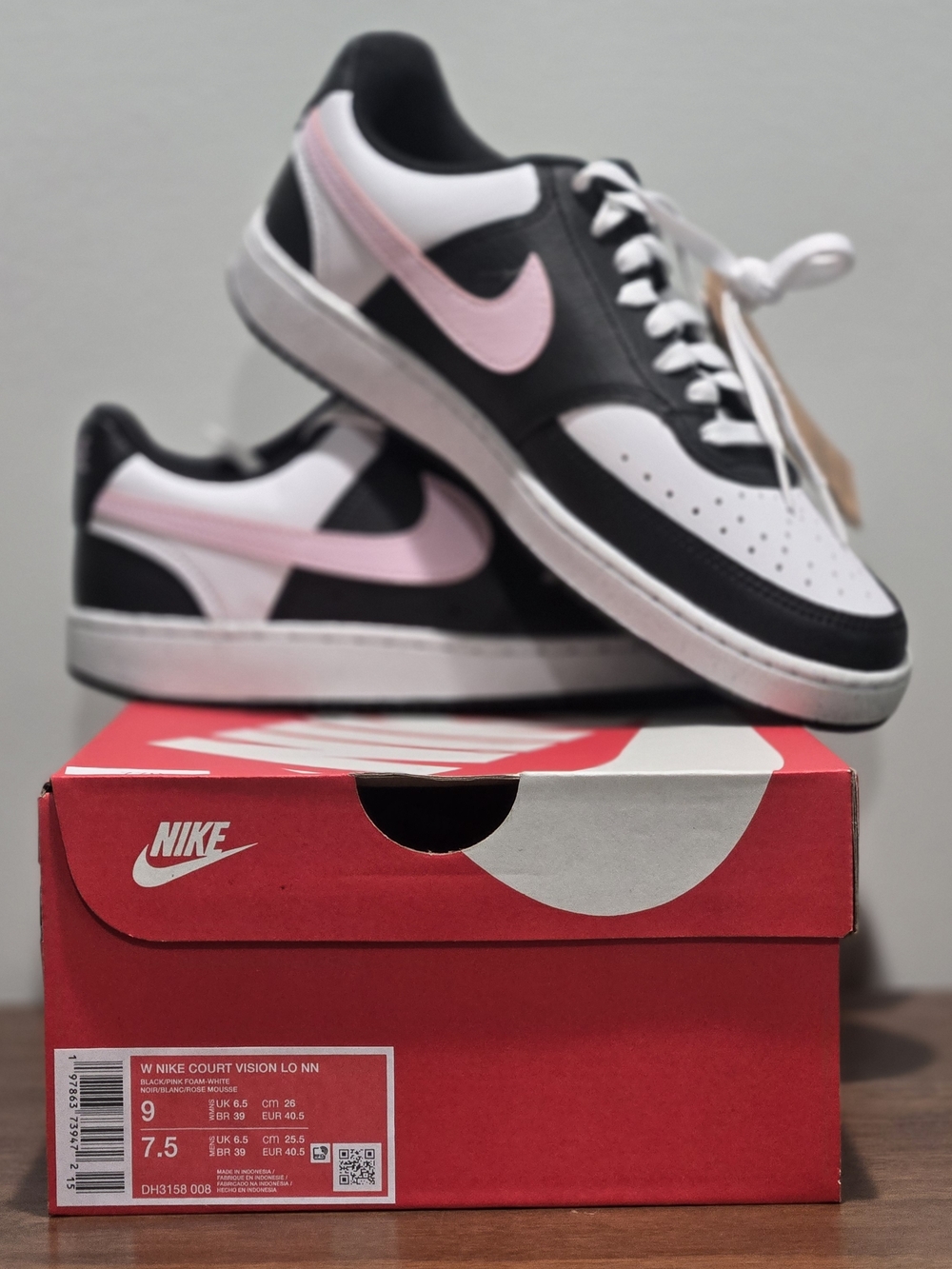 Nike Court Vision Low Sneakers - Black, White & Pink